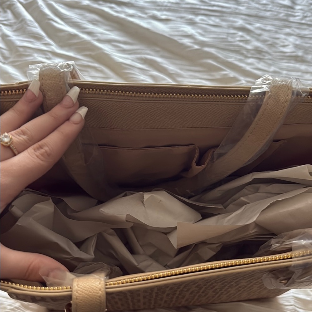 Bebe Tan Monogram Tote Bag, Brand New with tags!! - Picture 3 of 4